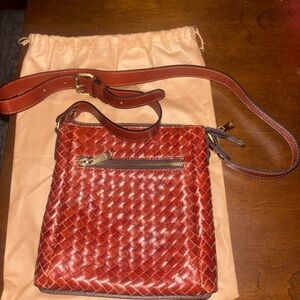 Woven Leather Crossbody Bag - Red